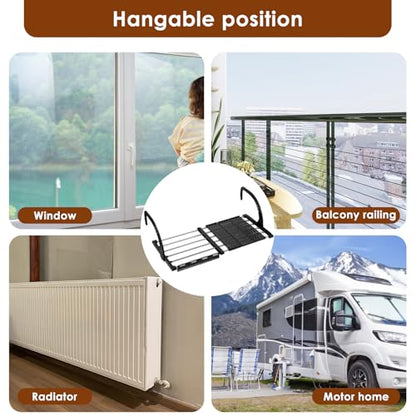 Portable Clothes Drying Rack for Balcony,Foldable Railings Windowsill, Retractable Radiator Clothes Airer,28"x13" Folding Towel Rack Indoor Outdoor Travel Laundry Rack with Clips (B-28"x13") - size: B-29"x13"
