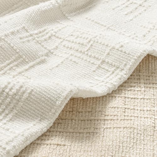 MIULEE Chenille Textured Throw Pillow Covers Cream White 20x20 Set of 2 | Slubby Decorative Pillows, Boho Farmhouse Home Decor, Modern Neutral Cushion Covers for Couch Sofa Bed Living Room - color: Cream White, size: 20" x 20" (Pack of 2)