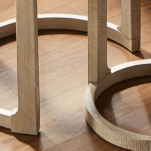 24" Round Nesting Coffee Table Set of 2, Solid Wood Coffee Tables Mid Century Rustic Farmhouse Side End Tea Table for Living Room, Apartment (Light Brown) - color: 24" Light Brown