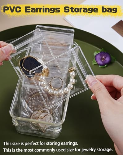 100Pcs Anti Tarnish Jewelry Bags Clear Pvc Jewelry Storage Pouches with Zipper Plastic Packing for Earrings (Anti Tarnish Clear Earrings Bag 2.37x3.15 in) - color: 100Pcs Anti Tarnish Clear Earrings Bag 2.37x3.15 in