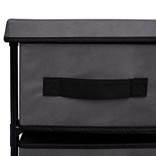 6-Drawer Storage Cabinet, Gray Steel and Fabric Organizer Unit for Bedroom, Living Room, Office, 21.7 inch Side Chest for Small Spaces