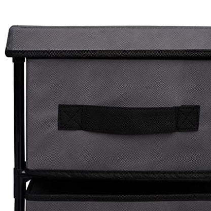6-Drawer Storage Cabinet, Gray Steel and Fabric Organizer Unit for Bedroom, Living Room, Office, 21.7 inch Side Chest for Small Spaces