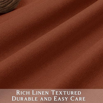 ChrisDown Terracotta Blackout Curtains 45 Inches Long 2 Panels for Bedroom | Room Darkening,Light Blocking,Thermal Insulated,Faux Linen,Farmhouse,Grommet,Window Treatment,Drapes,Living Room,52x45 - color: Terracotta, size: 52"W x 45"L (Pack of 2)