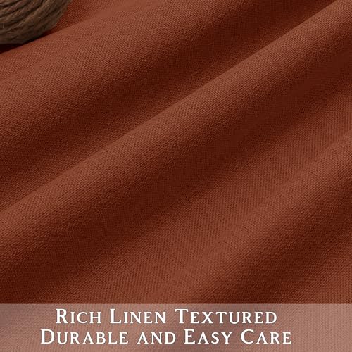 ChrisDown Terracotta Blackout Curtains 45 Inches Long 2 Panels for Bedroom | Room Darkening,Light Blocking,Thermal Insulated,Faux Linen,Farmhouse,Grommet,Window Treatment,Drapes,Living Room,52x45 - color: Terracotta, size: 52"W x 45"L (Pack of 2)