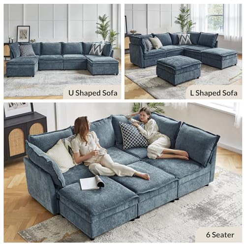 HULALA HOME Backrest Cushion for Sectional Sofa Couch, Blue - color: Blue, size: Backrest Cushion