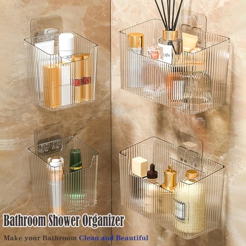 Lae Nuvole Adhesive Cabinet Door Organizer, 2 Pack Wall Shower Caddy, Clear | 4 Adhesive Straps, No Drill Wall Mount, Renter Friendly, BPA-free Stackable; Fits Bathroom, Kitchen, Apartment, Pantry, RVs - color: Clear