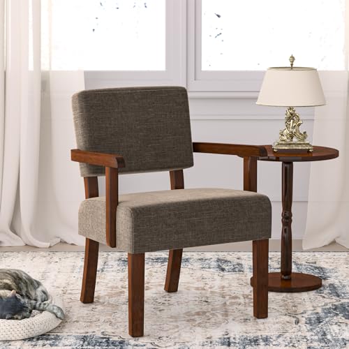 Accent Chair, Living Room Chairs Oversized with Soft Seat | Armchair with Solid Wood Frame, Comfy Reading Chair for Bedroom, Waiting Room, Home Office, Easy Assembly - color: Brown, size: Chair