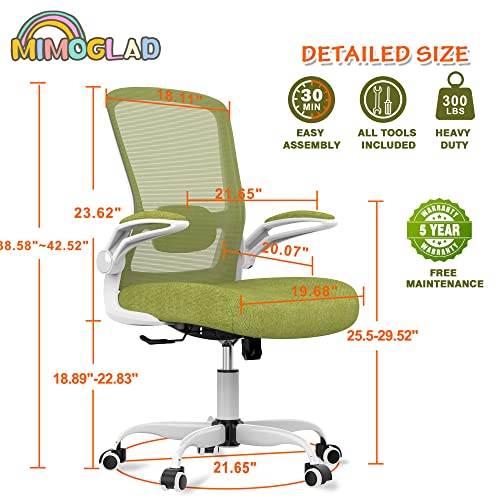Mimoglad Ergonomic High Back Mesh Office Chair, Adjustable Lumbar Support, Thickened Seat Cushion (Modern, Green Pear) - color: Green Pear