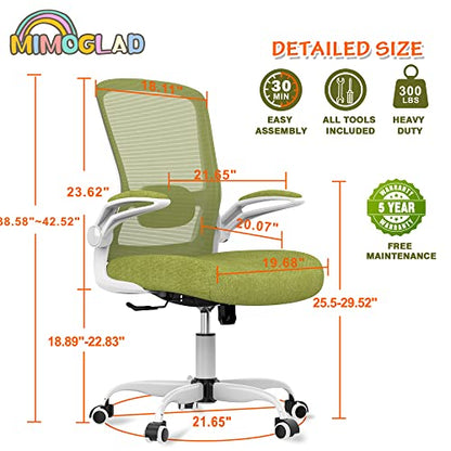 Mimoglad Ergonomic High Back Mesh Office Chair, Adjustable Lumbar Support, Thickened Seat Cushion (Modern, Green Pear) - color: Green Pear