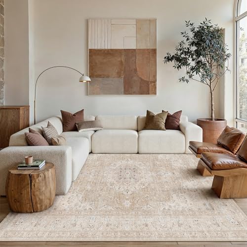 5x7 Area Rugs Washable Rugs | Living Room Rug,Vintage Rug,Bedroom,Dining Room,Office,Farmhouse,Non-Shedding,Non Slip,Low Pile,Soft - color: Beige Ⅱ, size: 5' x 7' (Rectangular)
