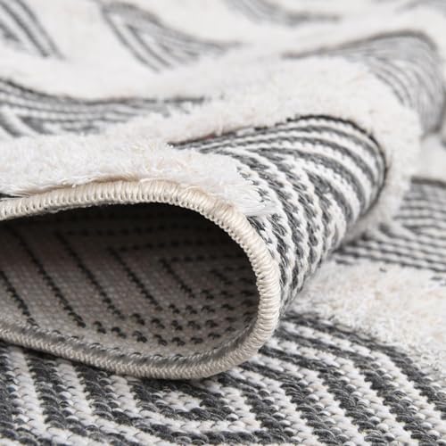 Rugs.com - Sabrina Soto Casa Rug – 12 Ft Runner Anthracite Gray Cotton Textured Runner – Modern Geometric Design for Hallways and Entryways - color: Anthracite Gray, size: 2'7" x 12' (Runner)