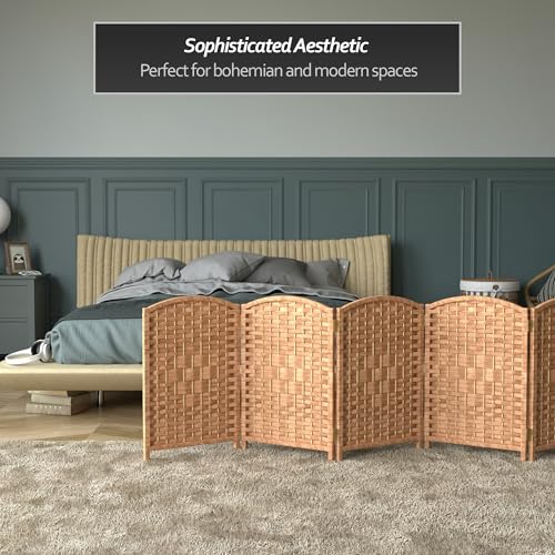 Red Lantern 2 ft. Short Diamond Weave Fiber Folding Screen - Natural - 8 Panel - color: Natural, size: 8 Panel
