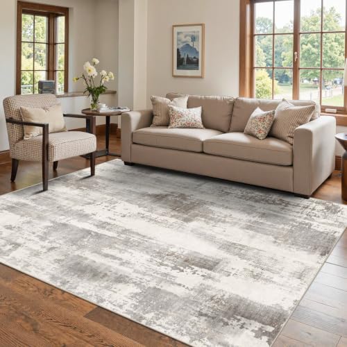 4x6 Area Rugs, Modern Abstract Rug for Bedroom,Living Room | Machine Washable, Non-Slip, Stain Resistant Low Pile Carpet with Rubber Backing for Dining Room Kitchen Home Decor - color: Beige Taupe, size: 4' x 6' (Rectangular)