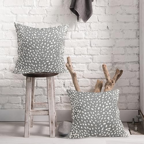 Antelope Gray Pillow Covers 20X20 Inch Neutral Animal Faux Fawn Decorative Pillow Cases Modern Euro Cotton Linen Throw Pillows Set of 2 Farmhouse Home Decor for Sofa Couch Porch Outdoor - color: 4-gray Fawn, size: 20" x 20" (Pack of 2)