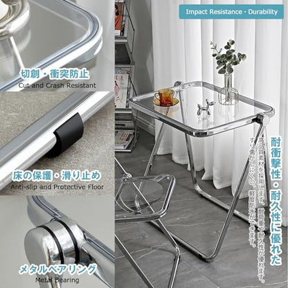 KAIHAOWIN Folding TV Tray Table Acrylic Foldable Table No Assembly Required Tiny Desk for Home Office Side Table Small Computer Desk for Small Spaces (Grey) - color: Grey