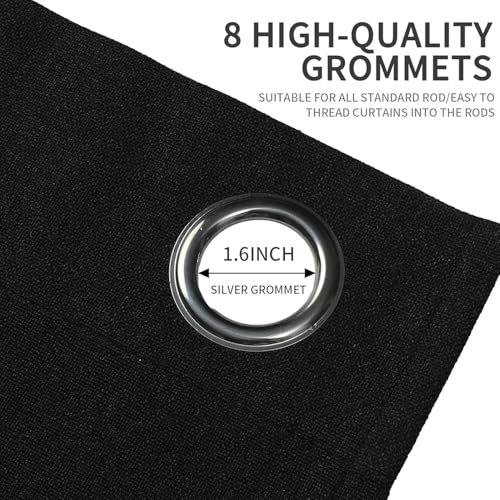 Joydeco Black Blackout Curtains 90 Inches Long, Curtains 90 Inch Length 1 Panel for Bedroom, Thermal Insulated Linen Black Out Curtains with Grommets(100x90, Black) - color: Black, size: 100"W x 90"L (Pack of 1)