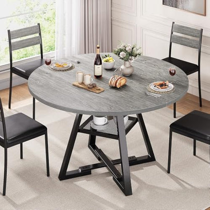 Jocoevol Round Dining Table for 4,Kitchen Dining Room Circle Dinner Pedestal Table,Space Saving Wood Kitchen & Dining Room Furniture, 42In,Grey - color: Grey, size: 42In