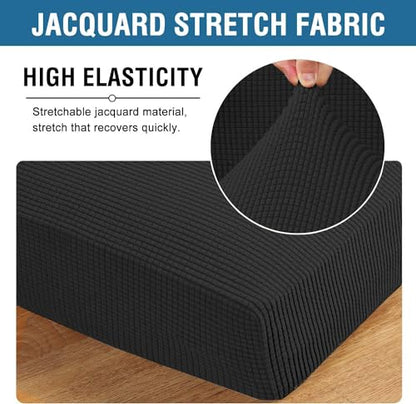 H.VERSAILTEX Super Stretch Individual Chaise Cover Sectional Couch Covers for L Shaped Sofa Both Left/Right Featuring Thick Jacquard Textured Twill Fabric (1 Piece Chaise Cover, Black) - color: Black, size: Chaise Cover