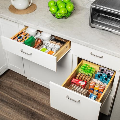 ClearSpace Pantry Organizer Storage Bin with Divider & Lid, 2 Pack | Storage bin with removable divider and lid for organizing pantry items and kitchen storage - size: 10" x 6" x 3" - 2 Pack