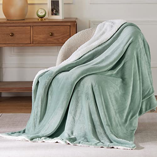 Bedsure GentleSoft Sherpa Fleece Throw Blanket for Couch, Non-Heated, Thick and Warm Throw for Women and Men, Soft Fuzzy Plush Blanket for Spring, Sage Green, 50x60 Inches - color: 04 - Sage Green, size: Throw (50" X 60")