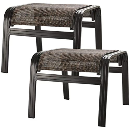 Patio Footstools Outdoor Foot Rest Aluminum Ottomans Samll Seat Wicker Furniture Patio Ottoman 2 Pieces Brown - color: 2 Pieces-brown