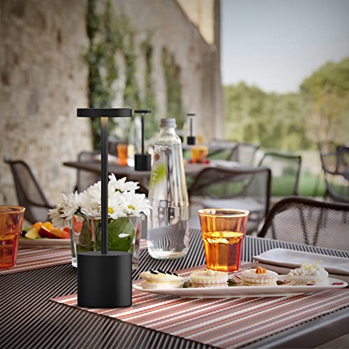 2Pack Cordless Table Lamp, Rechargeable LED Battery 5000mAh Metal USB Portable Powered Desk Lamp, 3 Levels Brightness Light for Restaurants Outdoor (2pack 10.25in Black) | Battery 5000mAh Metal USB Portable Powered Desk Lamp, 3 Levels Brightness Light for
