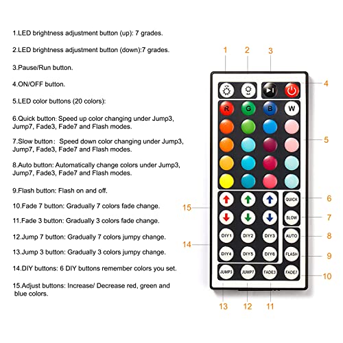 dalattin 100ft Led Lights for Bedroom Led Strip Lights Color Changing Lights with 44 Keys Remote,2 Rolls of 50ft - size: 100 ft
