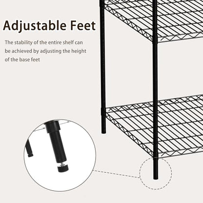 Wire Storage Standing Shelf Rack Tower, Corner Metal Shelving Unit with Adjustable Shelves, Space-Saving Organizer for Garage, Kitchen, Bathroom, 18 * 18 Inch - size: 5 Tier 18 Inch Width