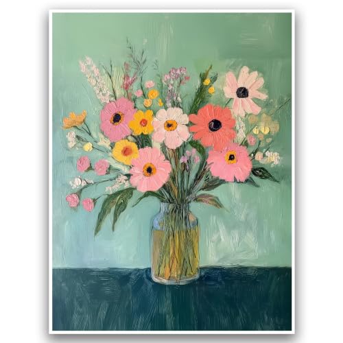 ZKFANKE Floral Landscape Print Pink Sunset Coastal, 16x12 Inch, UnFramed | Wall Art Poster, Living Room Bedroom Office, Vintage Nature Style, Scenic Landscape Details - color: ViewArt-3 UnFramed, size: 16"L x 12"W