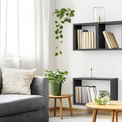 Wall Mount Shelf Set of 3, Floating Cube Shelves for Space Discovery Home and Commercial Use, Large Size Shelves Set, Black - color: Black, size: Set3