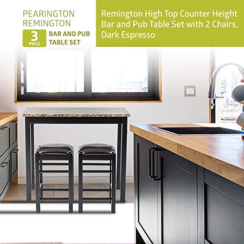 Pearington Remington High Top Counter Height Bar and Pub Table Set with 2 Chairs, Brown - color: Brown