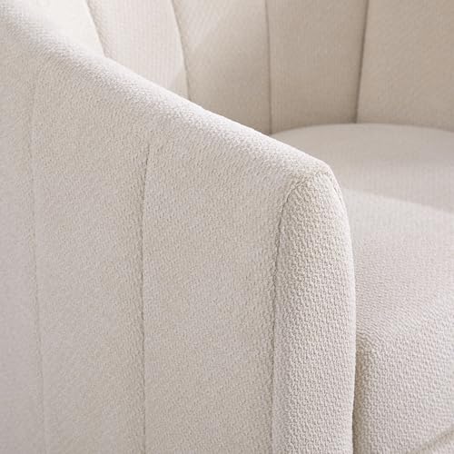 YaFiti Modern Swivel Accent Chair 1 pcs, Round Barrel Club Armchair, Cream | Premium Chenille Fabric, High-resilience Foam, Solid Wood Base, 350lbs Capacity, Upholstered Armchair for Living Bedroom - color: Cream