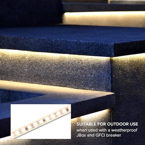 Maxxima 12 in. Hardwired LED Under Cabinet Strip Light, 460 Lumens, 3000K | Warm White, Kitchen and Living Room 120V White Cove Lighting, No Power Supply Needed - size: 12 Inch