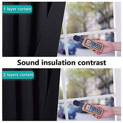 NICETOWN Black Out Curtains 54 inches Length Set of 2, 2 Thick Layers Completely Blackout Window Treatment Thermal Insulated Lined Drapes for Basement Window (42 inches Width Each Panel) - color: Black, size: 42"W x 54"L (Pack of 2)