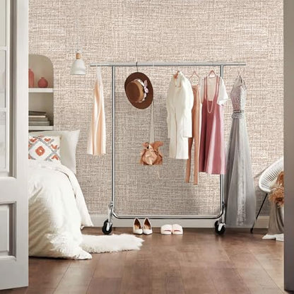 Khaki Grasscloth Peel and Stick Wallpaper 17.3"x300" Faux Linen Textured Contact Paper Removable Self Adhesive Vinyl Wallpaper for Bedroom Bathroom - color: Khaki, size: 17.3" x 300"