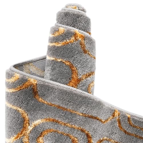 Rugs.com Vogue Geo Collection Rug – 2x3 Gray Medium-Pile Rug Perfect for Entryways, Kitchens, Breakfast Nooks, Accent Pieces - color: Gray and Gold, size: 2' x 3' Rectangular