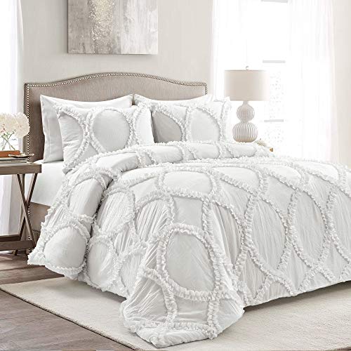 Lush Decor White Riviera 3-Piece Comforter Set, Luxury Bedding (King) - Discontinued - color: White, size: King, style: Comforter