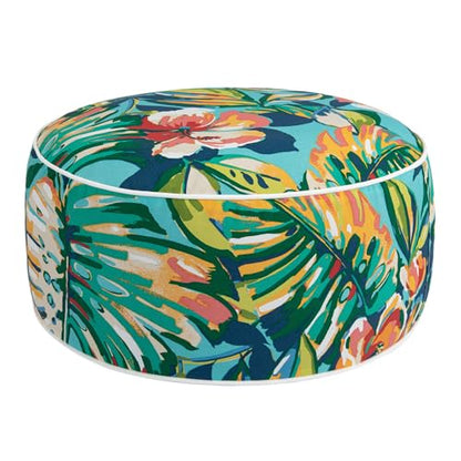Inflatable Stool Ottoman Footrest with Handle D20 xH9-Rosario Flower Leaf | Indoor Outdoor Footrest Seat, Water-Repellent, Footstool Pouf for Home Patio Garden and Camping Use - color: Rosario Flower Leaf