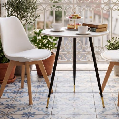 Round Dining Table, 23.6" Kitchen Dining Table with Thickened Tabletop and Metal Pedestal,Mid Century Modern Bistro Table for Dining Room,Small Places, Living Room,Cafe (White) - color: White