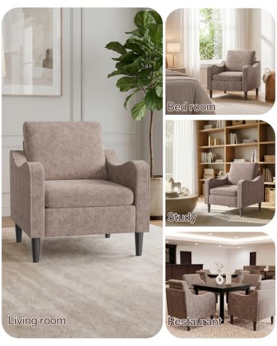 Accent Arm Chair – Light Brown, Upholstered Scooped Comfy Reading Chair for Living Room, Bedroom, Apartment, Waiting Room - color: Light Brown, size: 33.1"x29.53"x29.92"(1pcs)