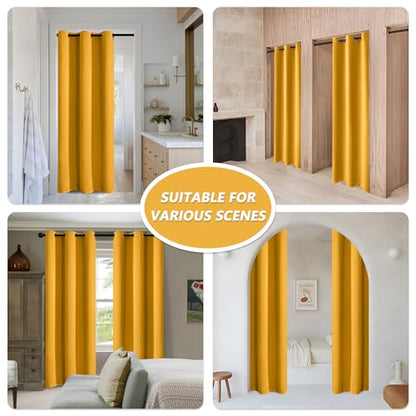 MYSKY HOME Yellow Blackout Curtains for Living Room Bedroom Curtains 90 Inches Long Grommet Room Darkening Window Curtains Thermal Insulated Single Panel Curtains 52 x 90 Inch, Mustard Yellow - color: Mustard Yellow, size: 52"W x 90"L (Pack of 1)