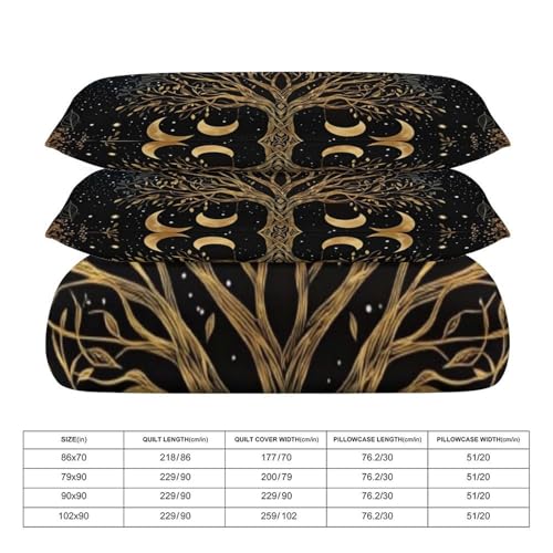 Boho Mandala Tree 3 Piece Reversible Bedding Set 79"x90",Double Sided Brushed Microfiber Duvet Cover Set with 2 Pillowcases Soft Breathable Comforter Cover for Home - color: Boho Mandala Tree, size: 79"x90"