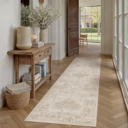 Light Brown 2x8 Runner Rugs Washable for Hallway | Living Room Rug,Vintage Rug,Bedroom,Dining Room,Office,Farmhouse,Non-Shedding,Non Slip,Low Pile,Soft - color: Light Brown, size: 2' x 8' (Runner)
