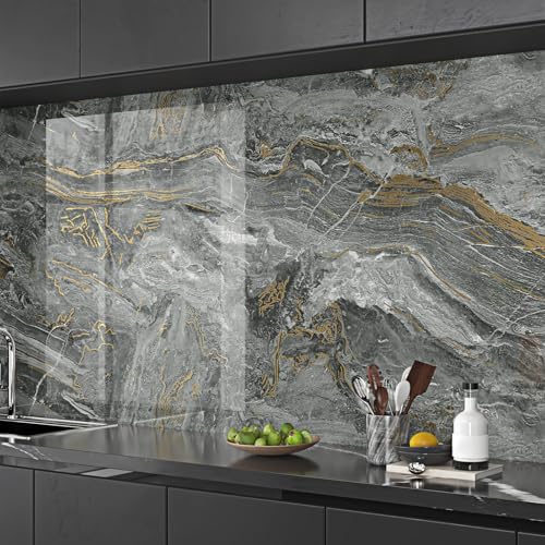Black Gold Marble Contact Paper Peel and Stick Countertops | 15.7"×78.7" Black Marble Wallpaper Self Adhesive Countertop Contact Paper Waterproof for Cabinets Backsplash Bathroom Walls