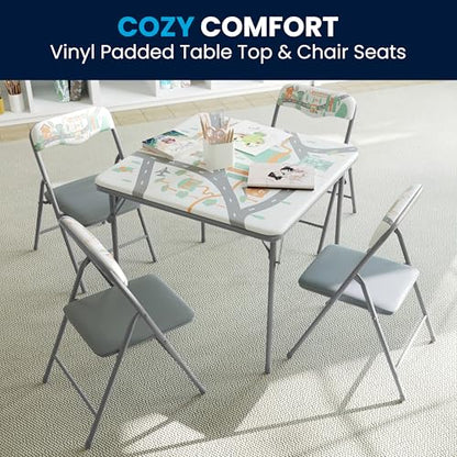 Flash Furniture Mindy Kids 5-Piece Folding Table and Chair Set, Printed | Daycare and Classroom, Children's Activity Table, Portable - color: Printed, size: 5 Piece Set