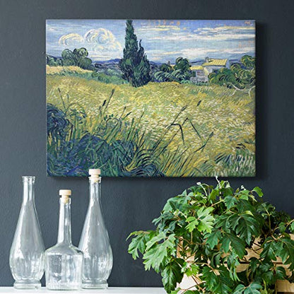 Renditions Gallery Green Wheat Field with Cypress by Vincent Van Gogh Printed, Famous Painting Reproduction, Premium Gallery Wrapped Canvas Print, Ready to Hang, 8 in H x 12 in W, Made in America - color: Green Wheat Field With Cypress, size: 12"L x 8"W