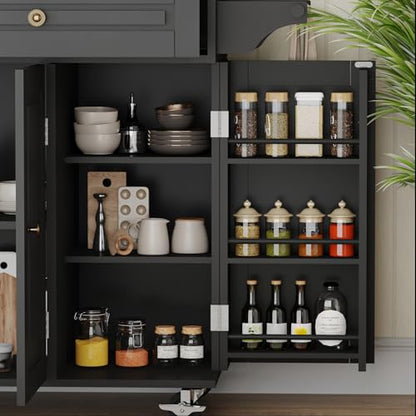 59 Kitchen Island Cart with Drop Leaf Breakfast Bar, Rolling Mobile Kitchen Island Table on Wheels with Storage Cabinet, Drawer, Spice/Towel Rack, Black - size: 59 Inch