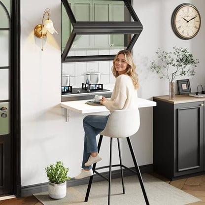 Dogsky 24" x 14" Floating Wall Desk, Fold Down Wall Table - 100 lbs Heavy Duty Solid Pine Wall Mount Folding Desk for Home Office, Laundry Room, Kitchen & Small Apartment, White - color: White, size: 24'' x 13.7'' x 6.3''