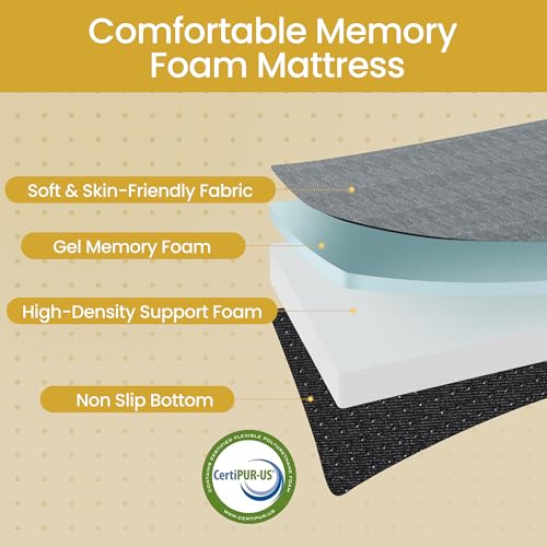 Tri Folding Mattress Full Size - 6 Inch Dual-Layer Memory Foam Foldable Mattress Portable Futon Sofa Bed with Removable Washable Cover, Handle & Non-Slip Bottom for Guest, Camping, RV, Yoga, Home Use - size: Full