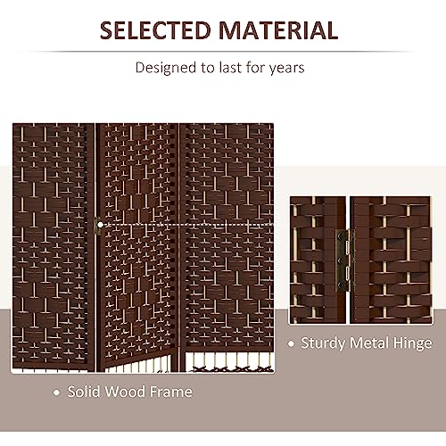 HOMCOM 3 Panel Room Divider, Folding Privacy Screen, 5.6', Brown | Room Separator, Wave Fiber Freestanding Partition Wall Divider - color: Brown, size: 3 Panel